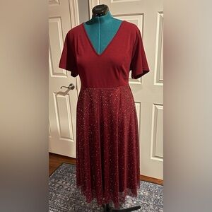 Elegant Burgundy Midi Dress XXL